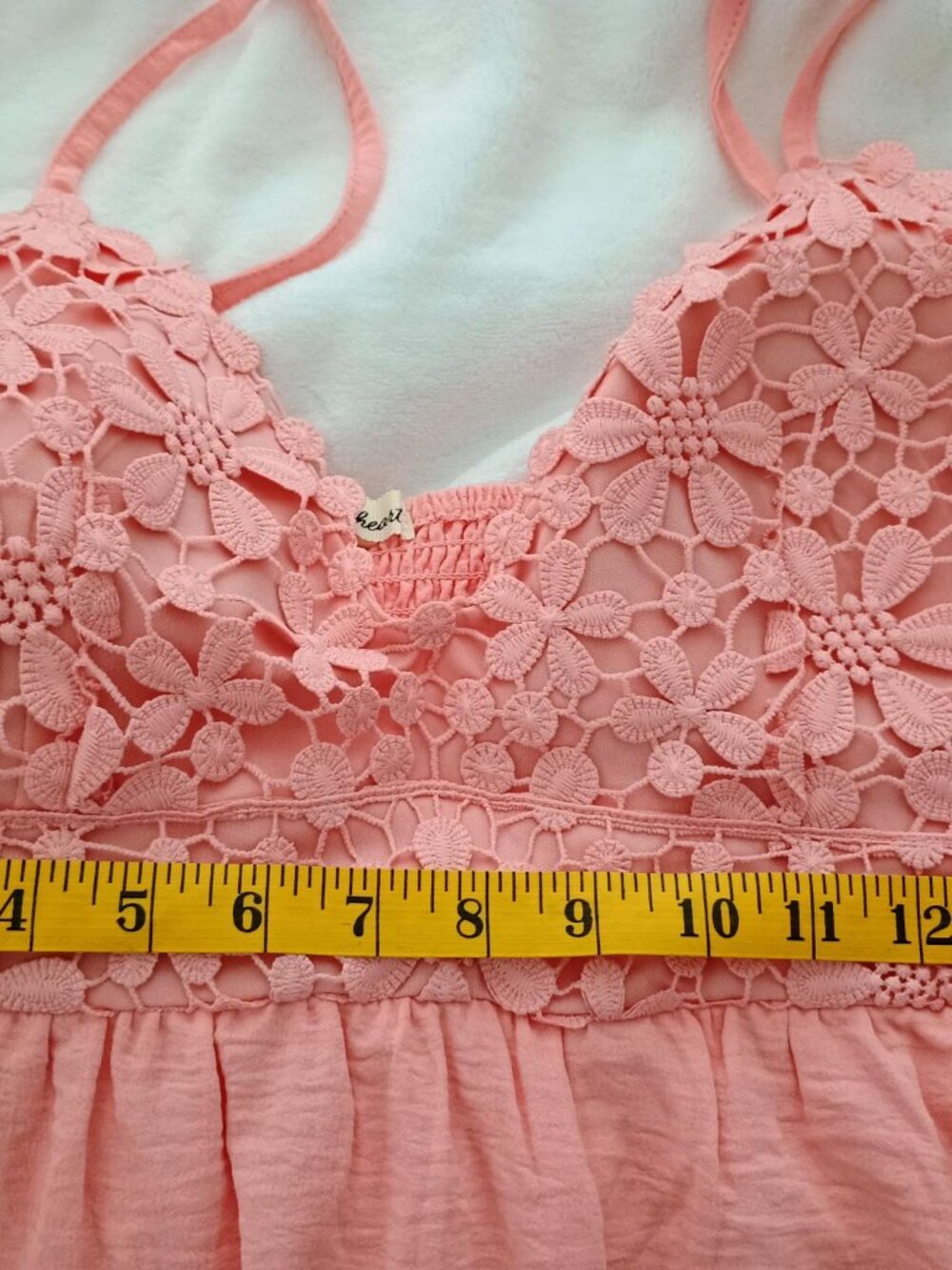 FLORAL CROCHET TOP MAXI DRESS PEACHY CORAL SEXY SUMMER BEACH - Picture 5 of 9